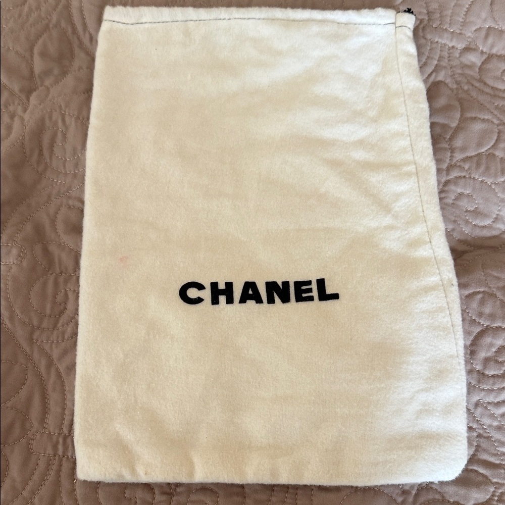 CHANEL Ivory Dust Bag with Black Logo